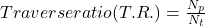 Traverse ratio(T.R.)=\frac{N_p}{N_t}