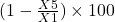 (1-\frac{X5}{X1}) \times 100