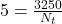 5=\frac{3250}{N_t}