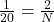 \frac{1}{20}=\frac{2}{N}