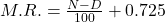 M.R.=\frac{N-D}{100}+0.725