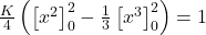 \frac{K}{4} \left (  \left [ x^2 \right ]_0^2 -\frac{1}{3}\left [ x^3 \right ]_0^2   \right )=1