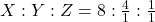 X:Y:Z=8:\frac{4}{1}:\frac{1}{1}