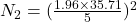 N_2=(\frac{1.96 \times 35.71}{5})^2