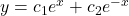 y=c_1e^x+c_2e^{-x}