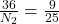 \frac{36}{N_2}=\frac{9}{25}