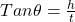 Tan \theta=\frac{h}{t}