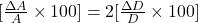 [\frac{\Delta A}{A} \times 100]=2[\frac{\Delta D}{D} \times 100]